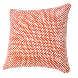 20" X 20" Orange And White 100% Cotton Geometric Zippered Pillow