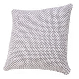 20" X 20" Gray And White 100% Cotton Geometric Zippered Pillow