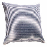 20" X 20" Blue And White 100% Cotton Striped Zippered Pillow