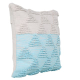 20" X 20" Bright Blue And Off-White 100% Cotton Geometric Zippered Pillow