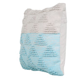 20" X 20" Bright Blue And Off-White 100% Cotton Geometric Zippered Pillow