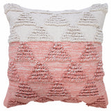 20" X 20" Pink And Off-White 100% Cotton Geometric Zippered Pillow