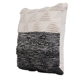 20" X 20" Black And Off-White 100% Cotton Geometric Zippered Pillow