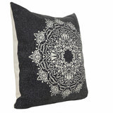 20" X 20" Jet Black And White 100% Cotton Geometric Zippered Pillow