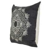 20" X 20" Jet Black And White 100% Cotton Geometric Zippered Pillow