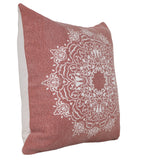 20" X 20" Dusty Rose And White 100% Cotton Geometric Zippered Pillow