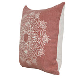 20" X 20" Dusty Rose And White 100% Cotton Geometric Zippered Pillow