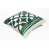 20" X 20" Green White And Blue 100% Cotton Geometric Zippered Pillow