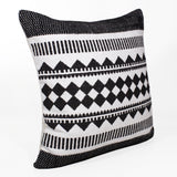 20" X 20" Black And White 100% Cotton Geometric Zippered Pillow