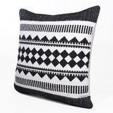 20" X 20" Black And White 100% Cotton Geometric Zippered Pillow