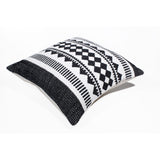 20" X 20" Black And White 100% Cotton Geometric Zippered Pillow