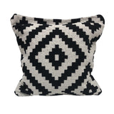 20" X 20" Green Blue And White 100% Cotton Geometric Zippered Pillow