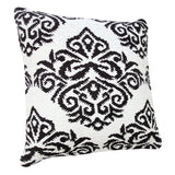 20" X 20" White And Black 100% Cotton Damask Zippered Pillow