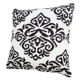 20" X 20" White And Black 100% Cotton Damask Zippered Pillow