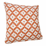 20" X 20" Orange And White 100% Cotton Geometric Zippered Pillow