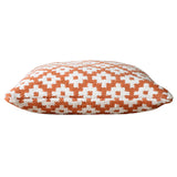 20" X 20" Orange And White 100% Cotton Geometric Zippered Pillow