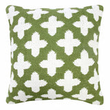 20" X 20" Green And White 100% Cotton Geometric Zippered Pillow