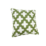 20" X 20" Green And White 100% Cotton Geometric Zippered Pillow