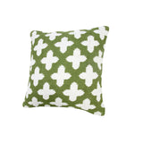 20" X 20" Green And White 100% Cotton Geometric Zippered Pillow