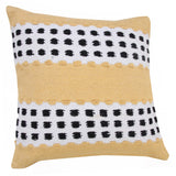 20" X 20" Yellow Black And White 100% Cotton Striped Zippered Pillow