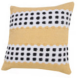 20" X 20" Yellow Black And White 100% Cotton Striped Zippered Pillow