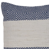 18" X 18" Blue And Ivory 100% Cotton Striped Zippered Pillow