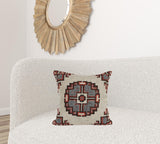 18" X 18" Brown And Beige 100% Cotton Abstract Zippered Pillow