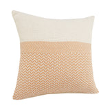 26" X 26" Orange And Off-White 100% Cotton Chevron Zippered Pillow