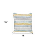 18" X 18" Blue Cream And Red 100% Cotton Geometric Zippered Pillow