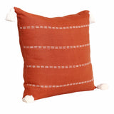 20" X 20" Rust Linen Striped Zippered Pillow