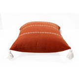 20" X 20" Rust Linen Striped Zippered Pillow