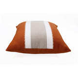 20" X 20" Rust And Gray Linen Striped Zippered Pillow