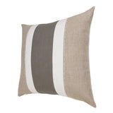 20" X 20" Rust And Gray Linen Striped Zippered Pillow