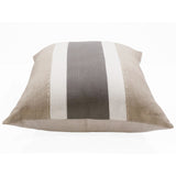 20" X 20" Gray And Tan Linen Striped Zippered Pillow