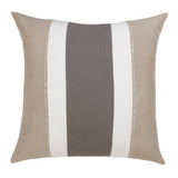 20" X 20" Gray And Tan Linen Striped Zippered Pillow