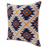 20" X 20" Orange 100% Cotton Geometric Zippered Pillow