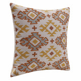 20" X 20" Yellow And Rust 100% Cotton Geometric Zippered Pillow