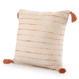 20" X 20" Coral And Ivory 100% Cotton Striped Zippered Pillow