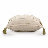 20" X 20" Olive Green And Ivory 100% Cotton Striped Zippered Pillow