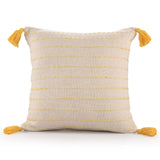 20" X 20" Golden Yellow And Ivory 100% Cotton Striped Zippered Pillow