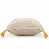 20" X 20" Golden Yellow And Ivory 100% Cotton Striped Zippered Pillow