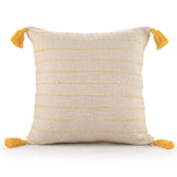 20" X 20" Golden Yellow And Ivory 100% Cotton Striped Zippered Pillow