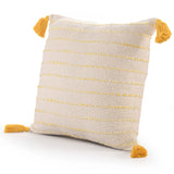 20" X 20" Golden Yellow And Ivory 100% Cotton Striped Zippered Pillow