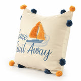 20" X 20" Navy And Orange Polyester Tropical Zippered Pillow