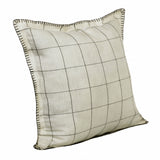 20" X 20" Ivory And Black Linen Geometric Zippered Pillow