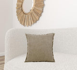 20" X 20" Tan And Black Linen Zippered Pillow