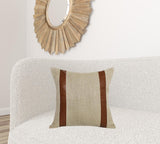 20" X 20" Tan And Ivory Linen Zippered Pillow