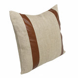 20" X 20" Beige And Brown Linen Striped Zippered Pillow