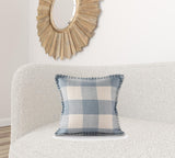 20" X 20" Medium Blue And Ivory Polyester Striped Zippered Pillow