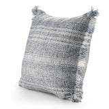 20" X 20" Denim Blue And Ivory Polyester Striped Zippered Pillow